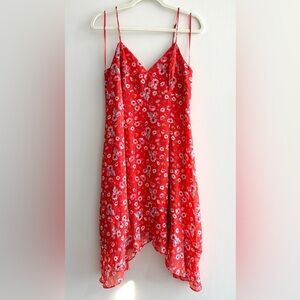 19 Cooper Floral Red Draped Dress, Women’s Spring Dresses, Size Medium